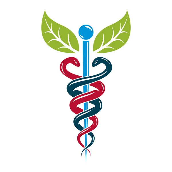 Caduceus Symbol Auf Weißem Hintergrund — Stockvektor