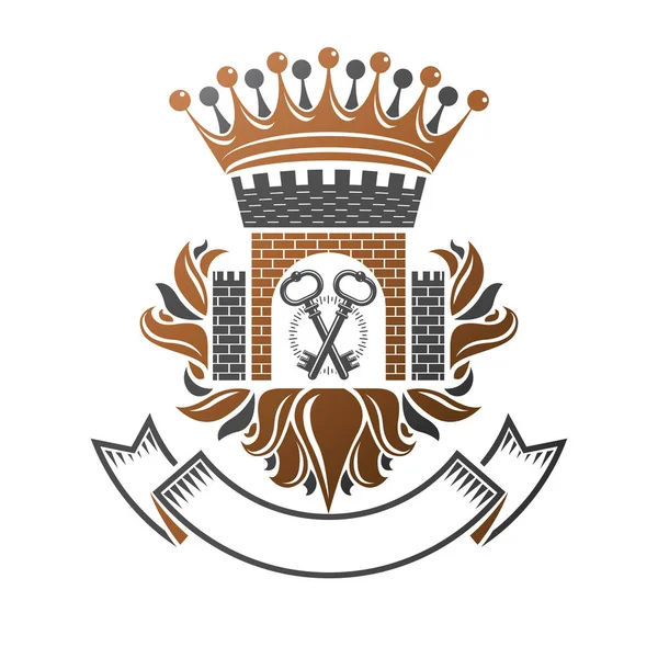 Beyaz arka plan üzerinde izole antik Fort amblemi