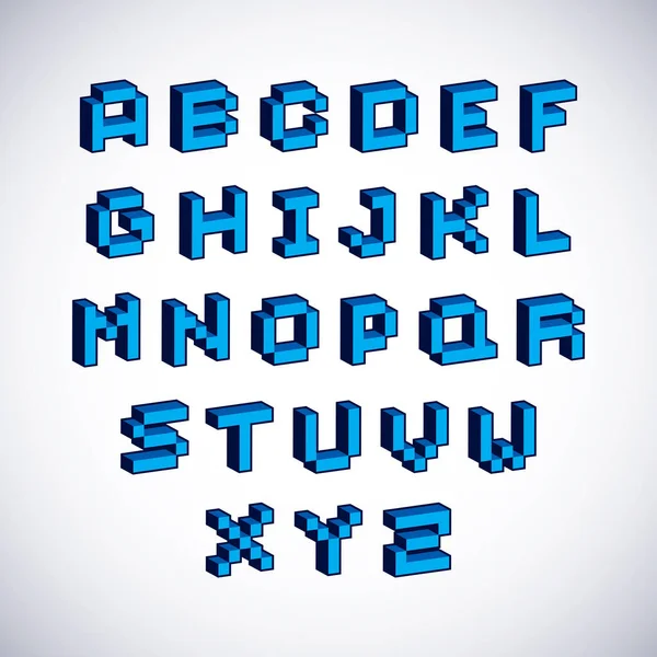 Pixel Art Lettres Capitales Contemporaines Ensemble — Image vectorielle
