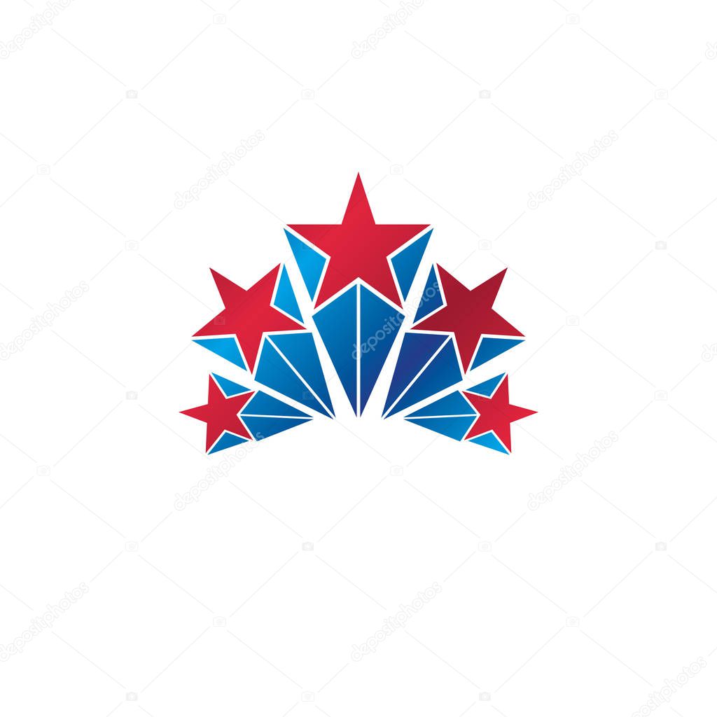 Five military stars guaranty insignia on white background