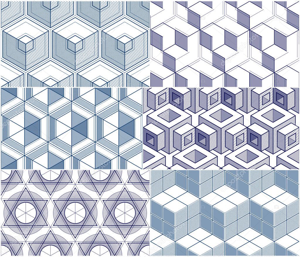 Monochrome geometric abstract seamless pattern