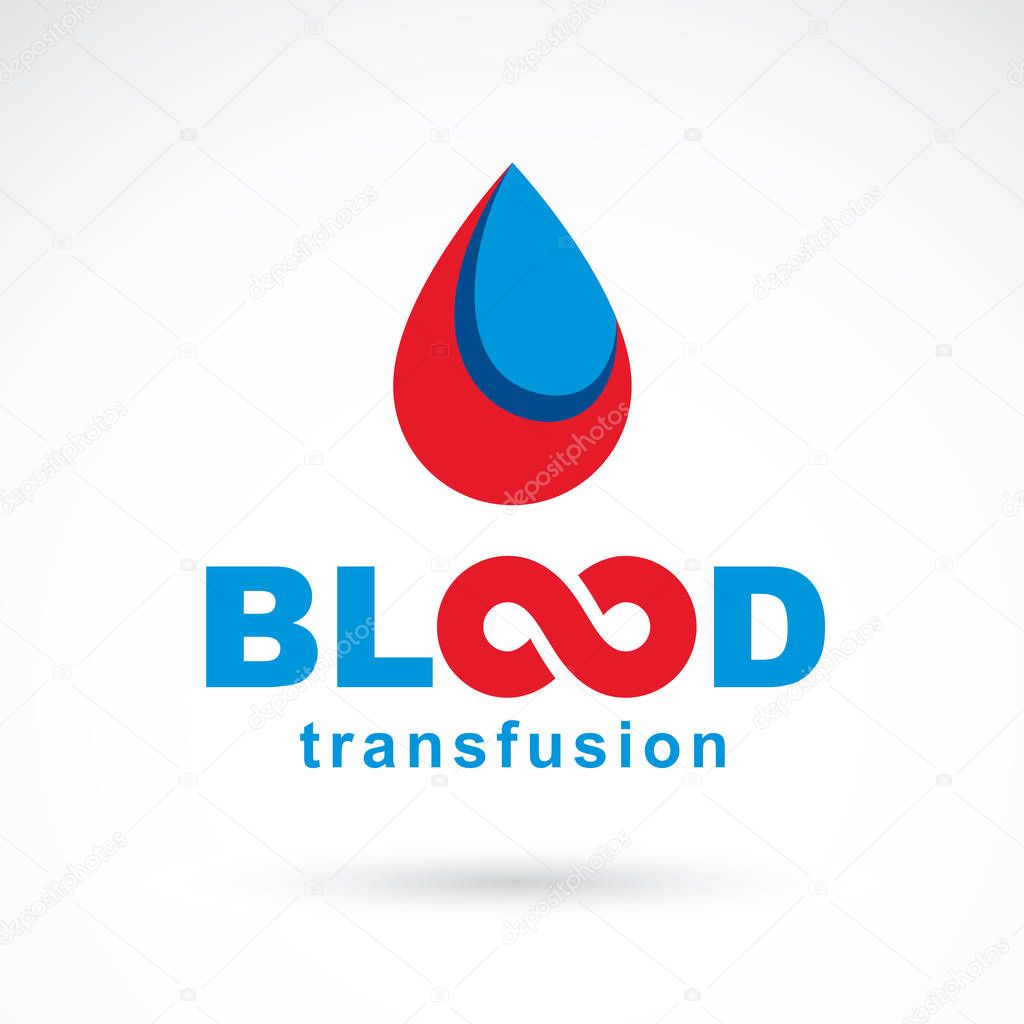 Blood transfusion inscription made with vector infinity symbol and blood drop