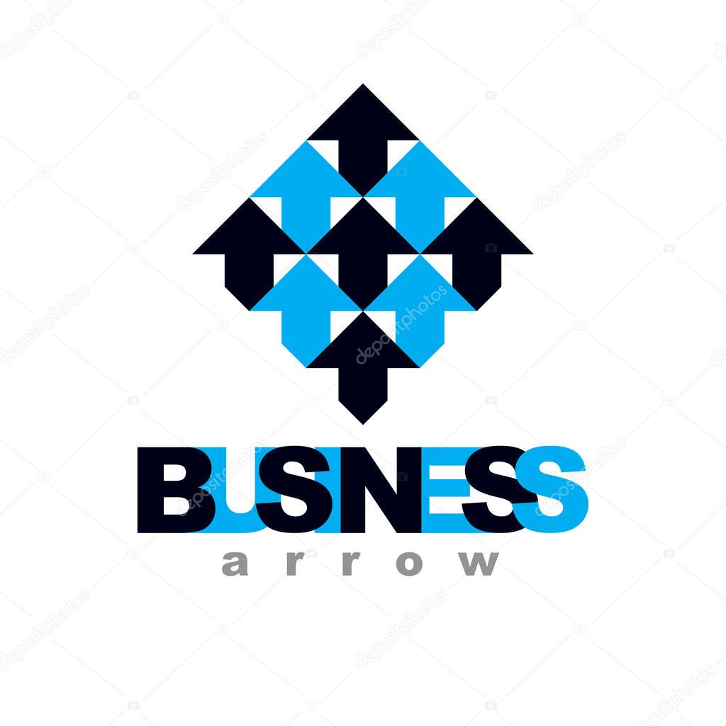 Rising arrows development logo isolated on white background