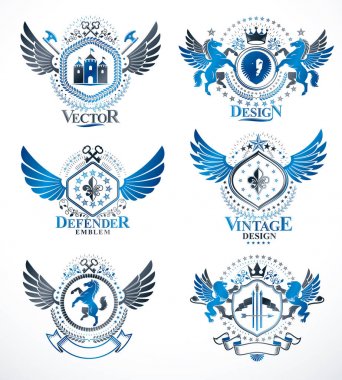 Vintage Hanedanlık armaları tasarım şablonları, b ile oluşturulmuş vektör Amblemler