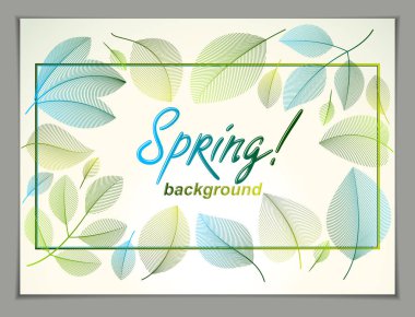 Bahar yatay afiş tasarımı, yeşil ve taze yapraklar vektörü çiçek güzel arka plan, bahar indirimi, reklam afişi, broşür veya broşür tasarımı. Şık botanik çizimler, çevre.