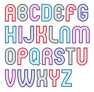 Beyaz çizgilerle yapılan kalın sermaye alfabesi harfleri koleksiyonu vektör, afiş tasarımı gazete reklam olarak kullanılabilir