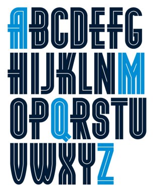 Beyaz çizgilerle yapılmış cesur büyük harf vektörü seti, iş logosu tasarım elemanları olarak kullanılabilir