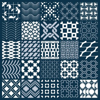 Grafik süs tek renkli vektör küme koleksiyon, fayans