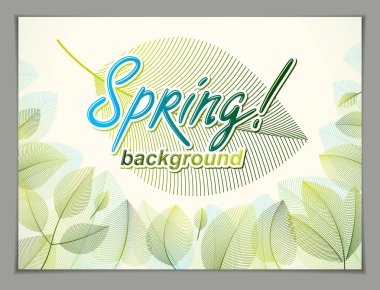 Bahar yatay arka plan, tasarım afişi, bilet, broşür, kart, yeşil ve taze çiçek unsurları olan doğal bir şablon bırakır. Satış, reklam afişi, broşür veya broşür tasarımı.