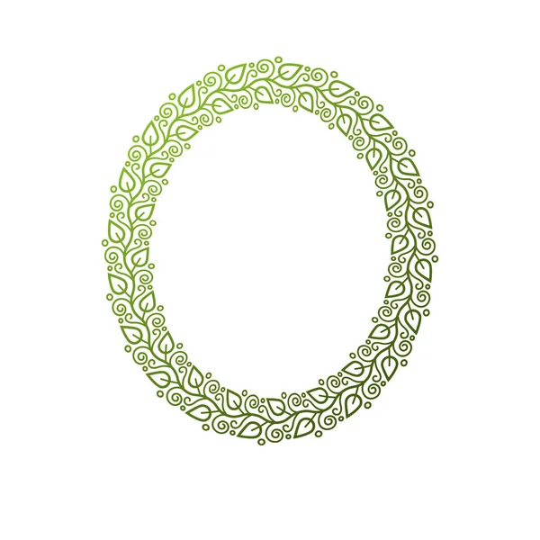 Винтажная Круглая Рамка Выполненная Экологическом Стиле Натуральным Орнаментом Зелеными Весенними — стоковый вектор