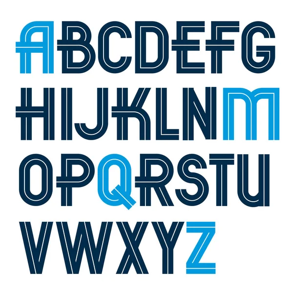 Set of vector capital alphabet letters made with white lines, ca — Stock Vector