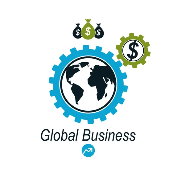 Globální Podnikání Kreativní Logo Jedinečné Vektoru Symbol Vytvořen Různými Prvky — Stockový vektor