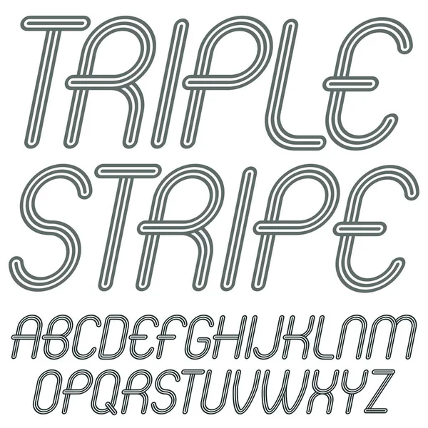 英語のアルファベット文字が分離されたディスコのベクトル上ケースのセット ファンキーの斜体の丸みを帯びたフォント Typescript のロゴの設計で使用するためです トリプル ストライプ装飾で作られました — ストックベクタ