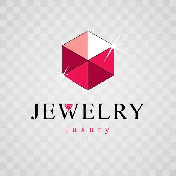 Vetor Elegante Gema Espumante Luxo Sinal Diamante Emblema Logotipo Ilustração —  Vetores de Stock