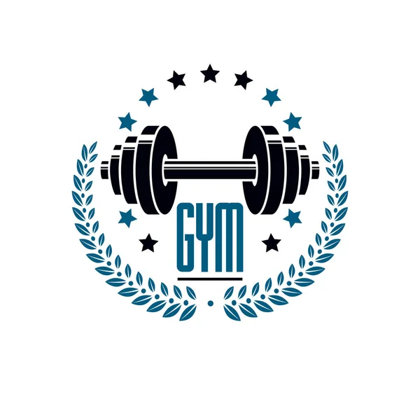 Bodybuilding Gewichtheben Studio Logotyp Sport Vorlage Retro Stil Vektor Emblem — Stockvektor