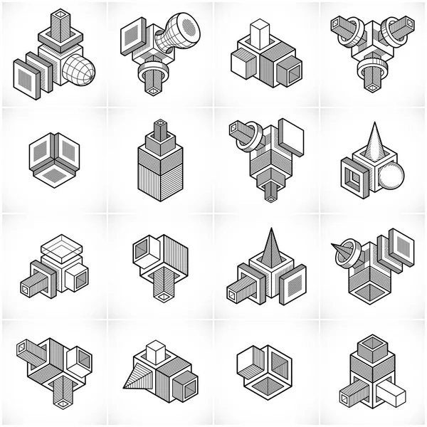 Engineering Constructions Collection Abstract Vectors Set — Stock Vector