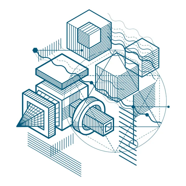 Fondo abstracto con líneas isométricas, ilustración vectorial. T — Archivo Imágenes Vectoriales