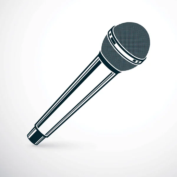 Illustration Vectorielle Microphone Isolée Sur Blanc Idée Communication Sur Les — Image vectorielle