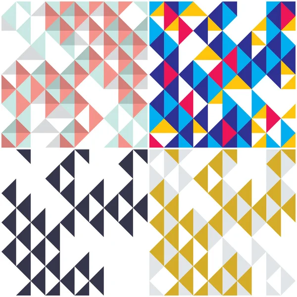 Driehoeken en rhombs geometrische abstracte trendy naadloze patronen — Stockvector