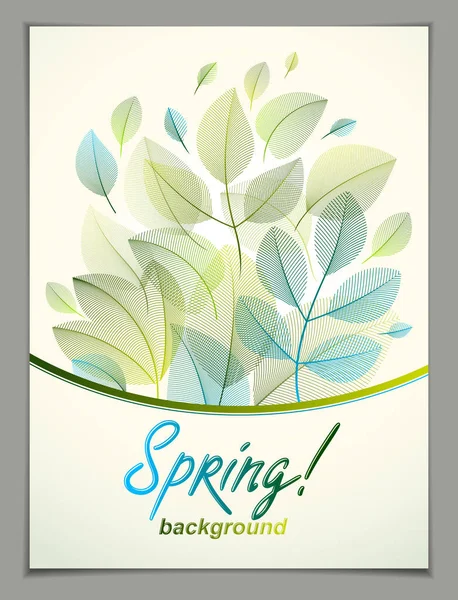 Banner vertical de diseño con logotipo de escritura de primavera, verde y fresco — Vector de stock