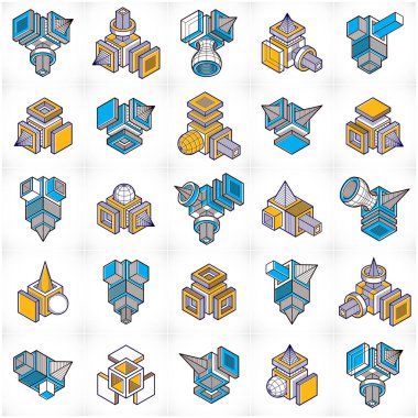 Soyut yapılar kümesi, boyutlu tasarımlar koleksiyonu vektör.