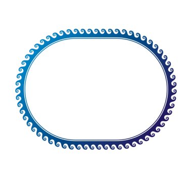 Vintage deniz süsleme, mavi deniz dalgaları ile oluşturulmuş kare yuvarlak.