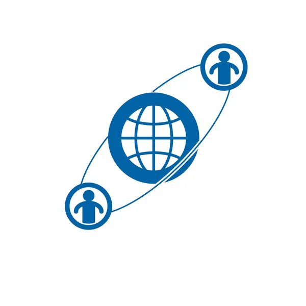 Mundo Pessoa Logotipo Criativo Isolado Fundo Branco —  Vetores de Stock