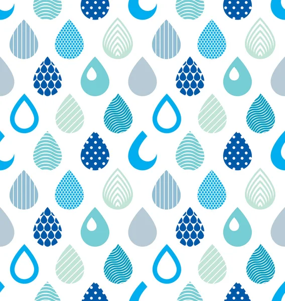 Falling Rain Drops Water Vector Seamless Pattern — Stock Vector