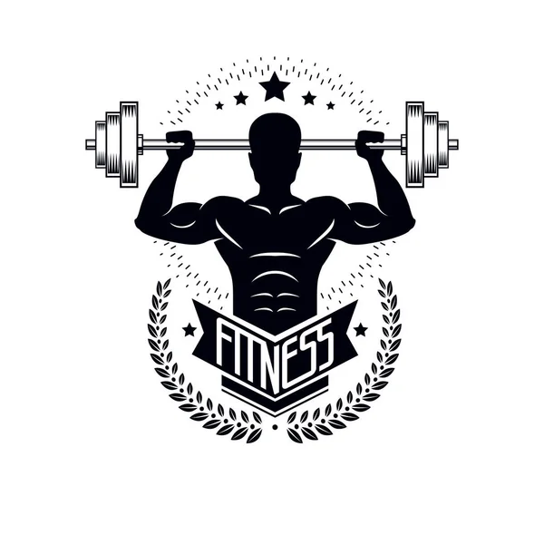Bodybuilding Tyngdlyftning Gym Logotype Sport Mall — Stock vektor