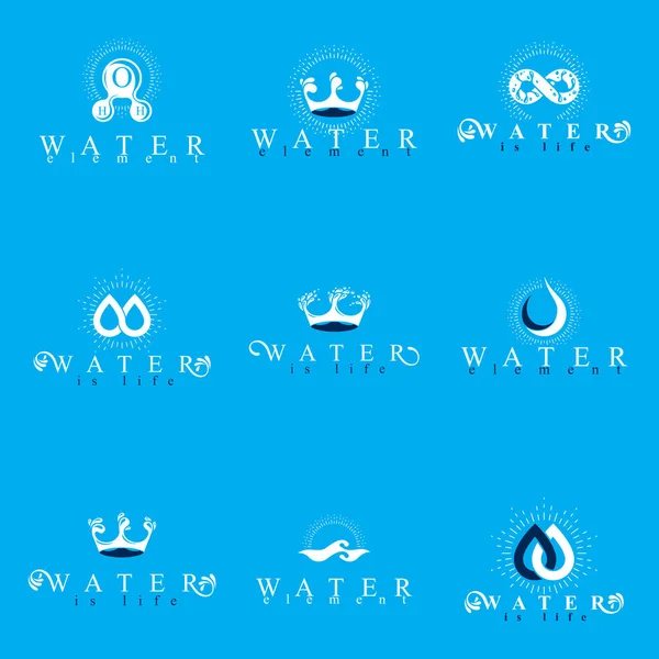 Emblemas Design Água Mineral Fresca — Vetor de Stock
