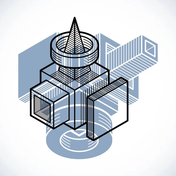 Abstrakta Tredimensionell Form Kub Element — Stock vektor