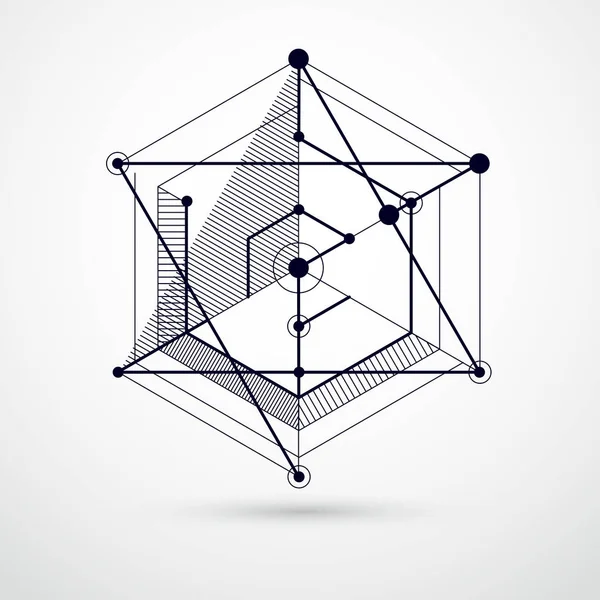Komposisi Abstrak Dengan Gambar Geometris Sederhana Simbol Latar Belakang Hitam - Stok Vektor