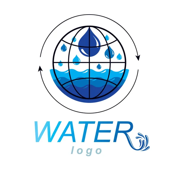 Blaues Klares Wassertropfen Logo — Stockvektor