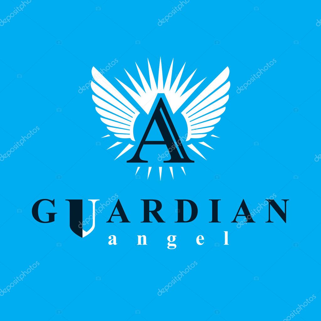 Holy spirit graphic logo on blue background