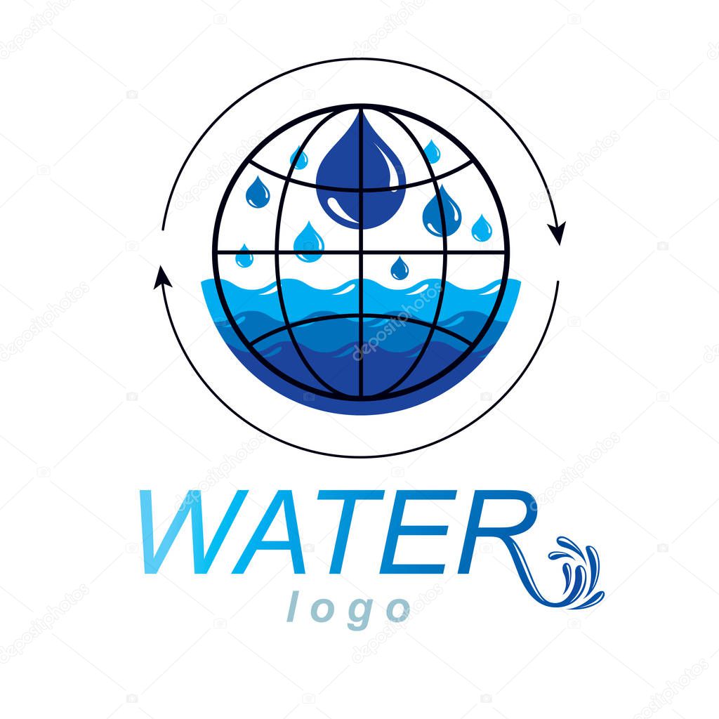 Blue clear water drop logo