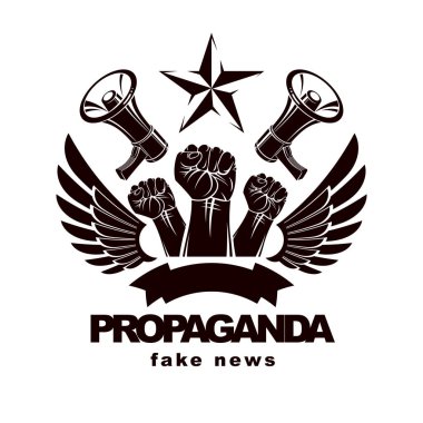Vektör reklam afişi, propaganda aracı olarak manipülasyon ve kontrol