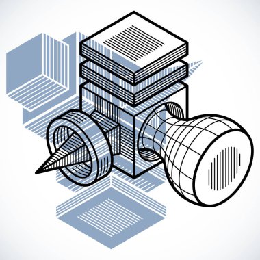 Beyaz arka plan üzerinde izometrik soyut geometrik figür
