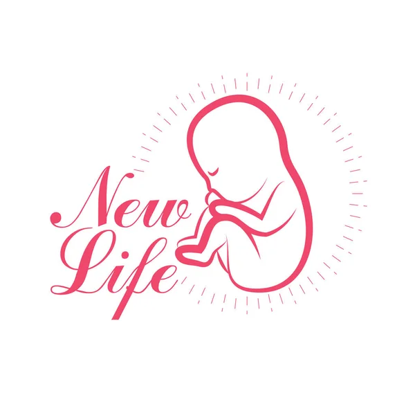 Pasgeborene Belettering Nieuwe Leven Witte Achtergrond — Stockvector