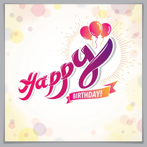 Happy Birthday Greeting Card Design White Background — Stock Vector