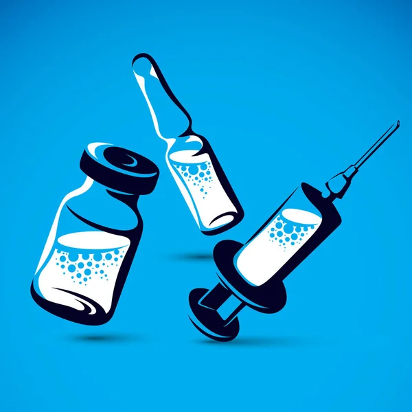 青の背景に子供の定期予防接種テーマ — ストックベクタ