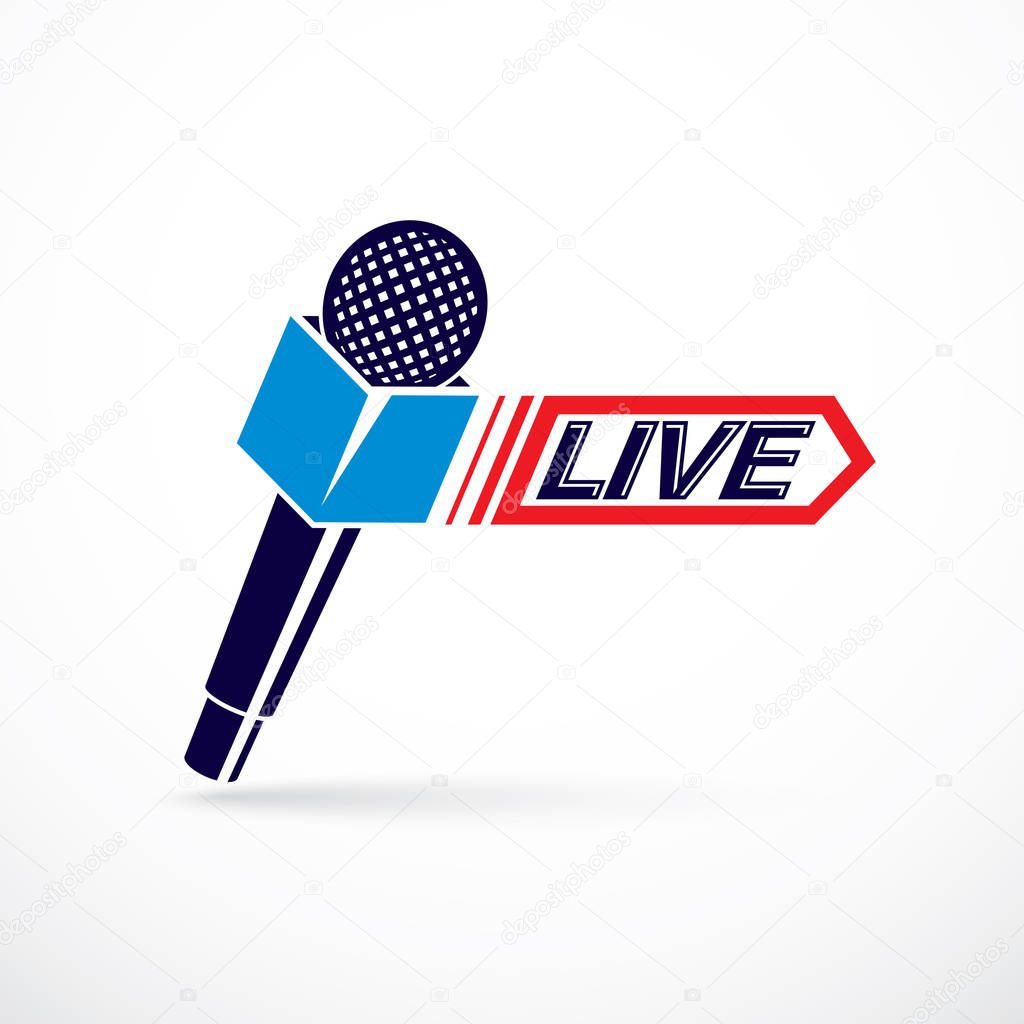 Microphone equipment and live writing on white background