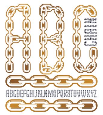 Son moda yaratıcı mektuplar, abc çelik zincir bağlantı beyaz zemin üzerine yapılan