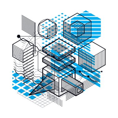 Çizgileri ve diğer farklı öğeleri izometrik arka plan