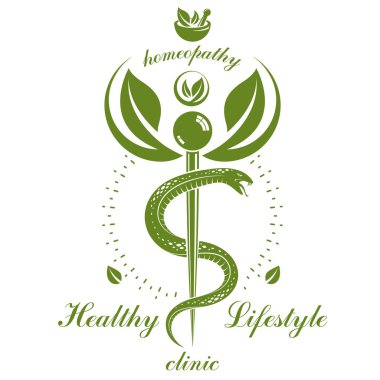 Asklepios soyut logosu beyaz arka plan üzerinde