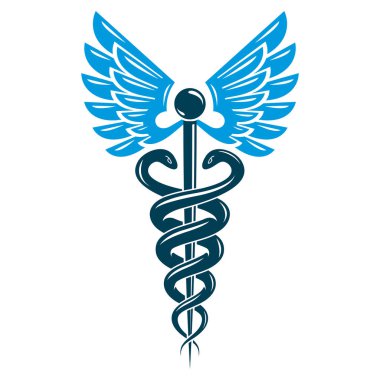 Beyaz arka plan caduceus tıbbi sembolü