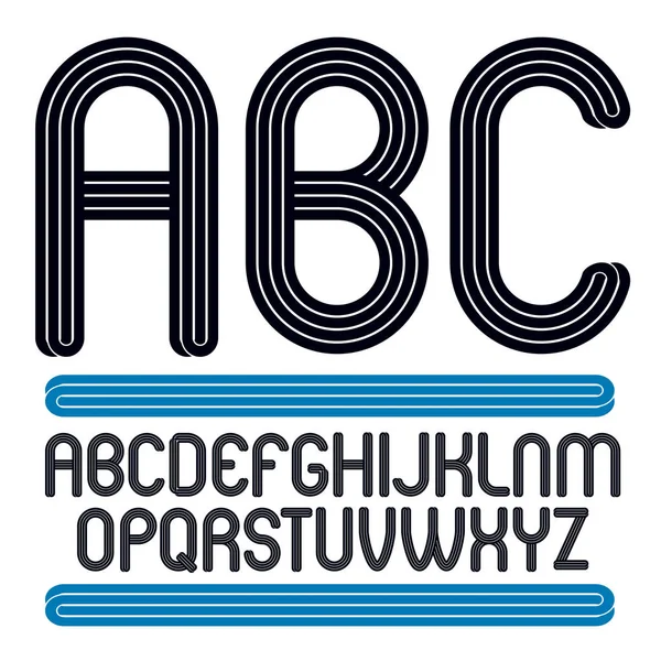 Funky Engelse Alfabetletters Met Parallelle Lijnen — Stockvector