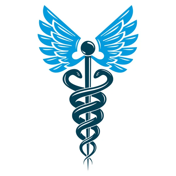 Caduceus Medical Symbol White Background — Stock Vector