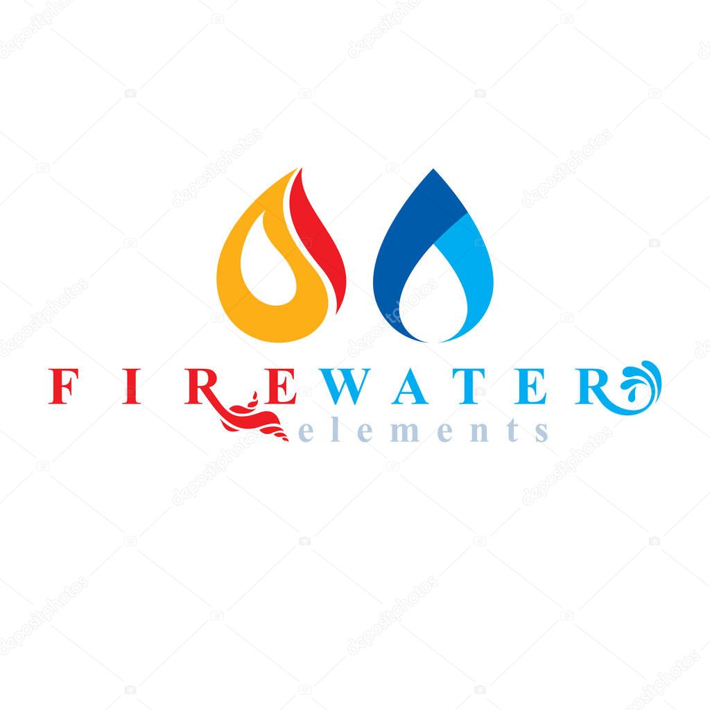 Nature elements balance emblem, fire and water harmony