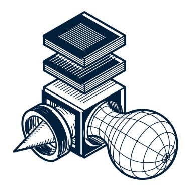 3D soyut izometrik inşaat, vektör çokgen şekli.