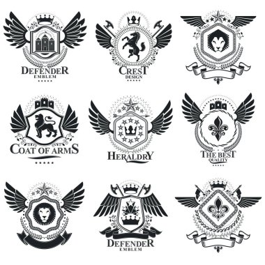 Coat of Arms collection isolated on white background clipart